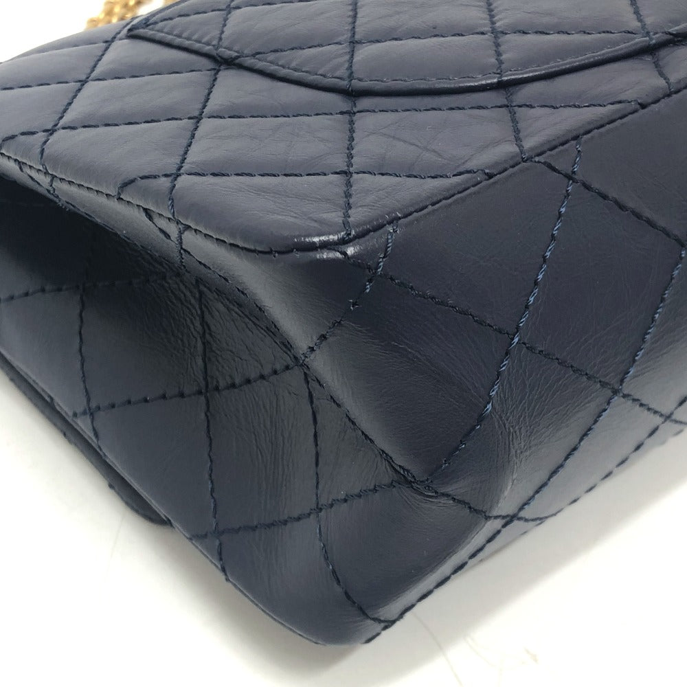 CHANEL マトラッセ マトラッセ ダブルフラップ 2.55金具 カバン 肩掛けバッグ 斜め掛けバッグ ショルダーバッグ レザー レディース ネイビー