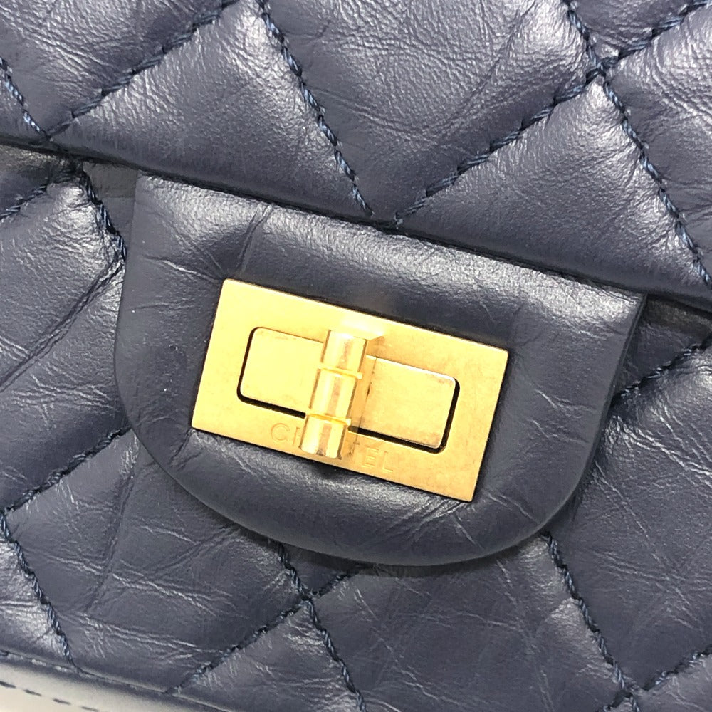 CHANEL マトラッセ マトラッセ ダブルフラップ 2.55金具 カバン 肩掛けバッグ 斜め掛けバッグ ショルダーバッグ レザー レディース ネイビー