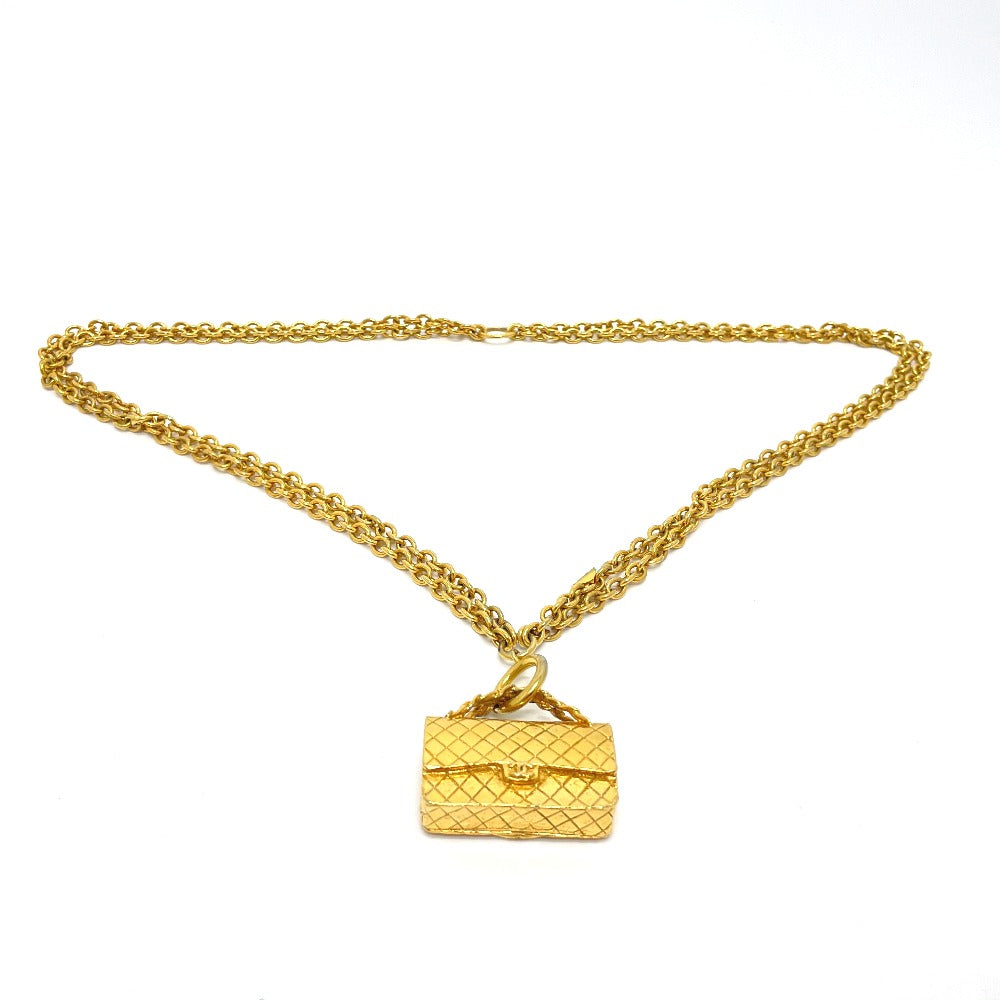 CHANEL Bag-Shaped Motif Matelasse Bag Vintage Pendant Necklace GP Women's Gold