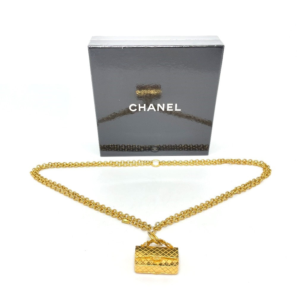 CHANEL Bag-Shaped Motif Matelasse Bag Vintage Pendant Necklace GP Women's Gold