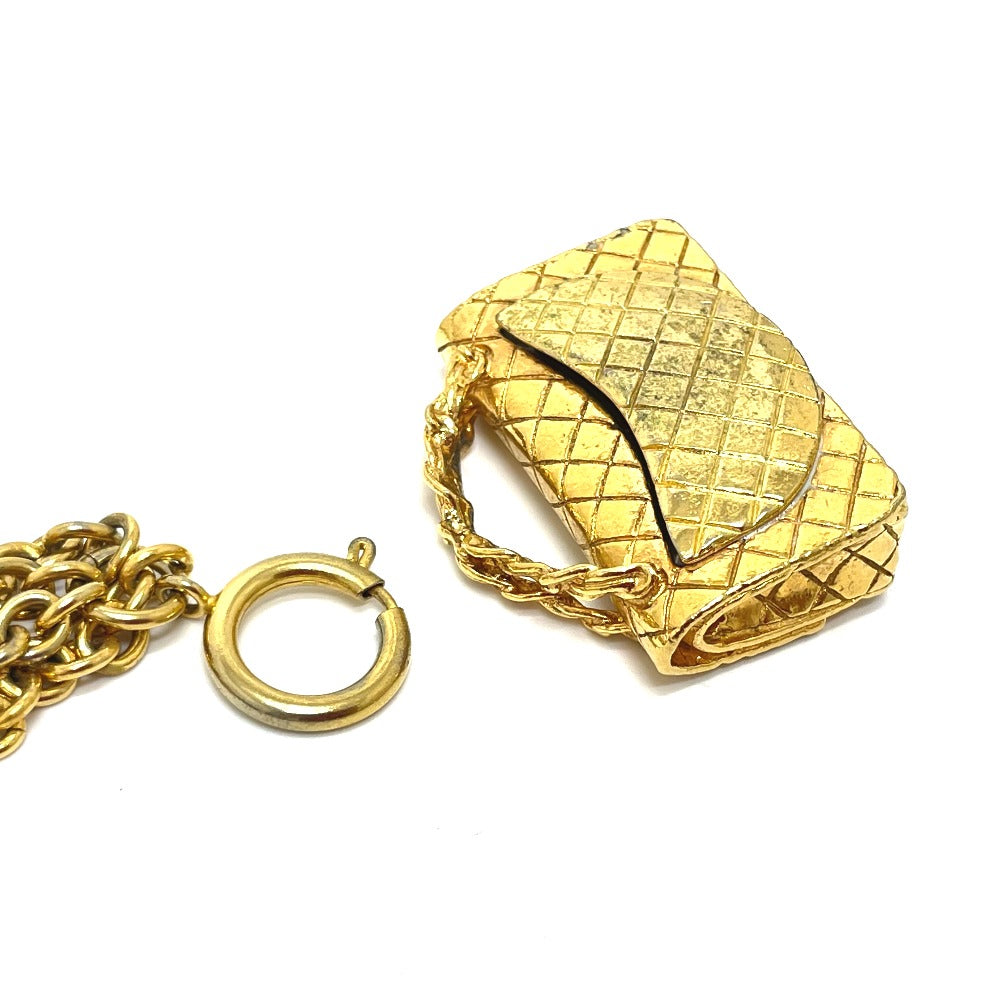 CHANEL Bag-Shaped Motif Matelasse Bag Vintage Pendant Necklace GP Women's Gold