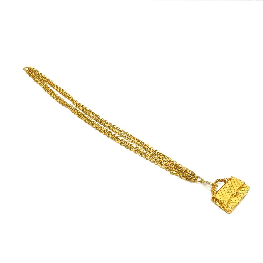 CHANEL Bag-Shaped Motif Matelasse Bag Vintage Pendant Necklace GP Women's Gold