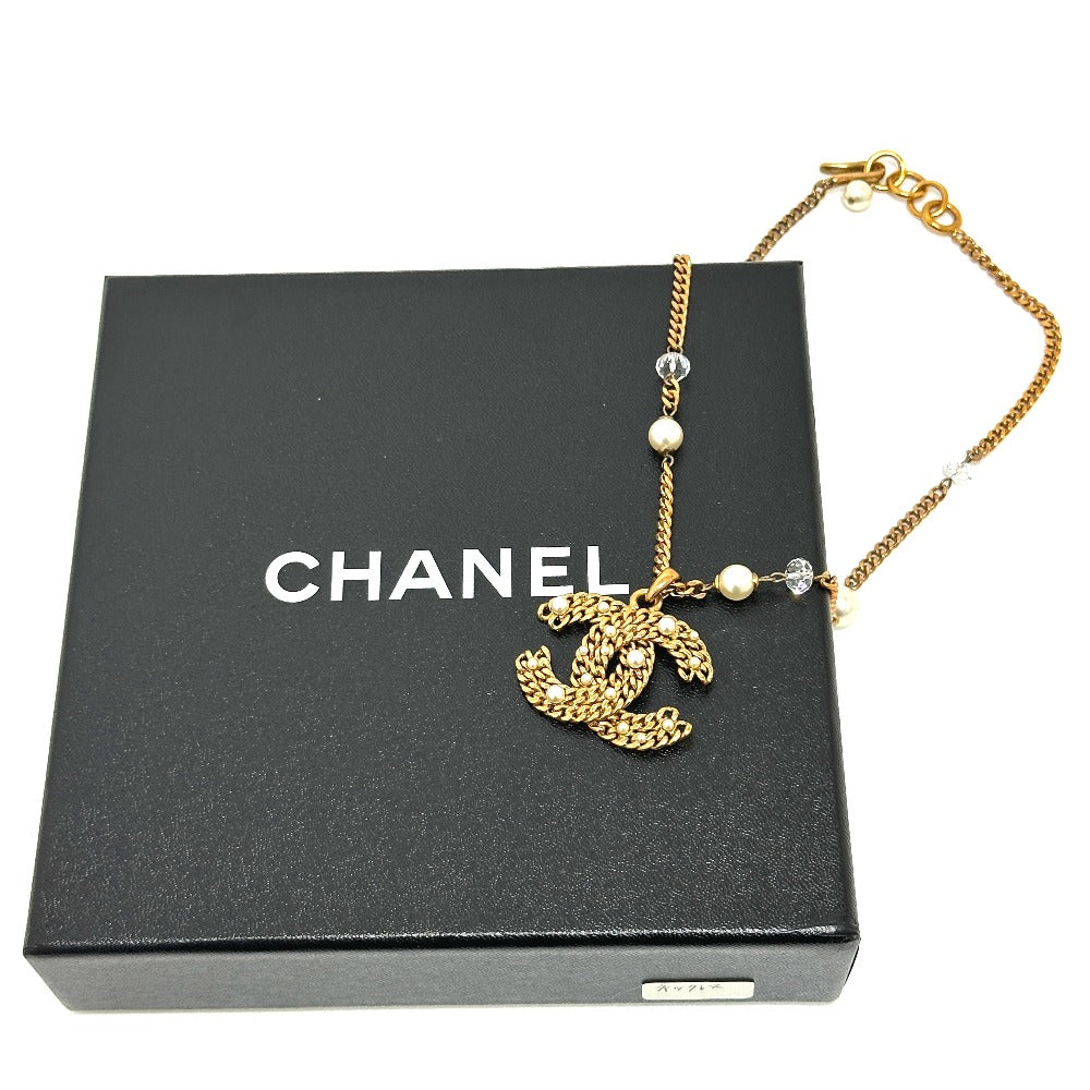 CHANEL 05P ココマーク フェイクパール チェーン ネックレス メタル レディース ゴールド