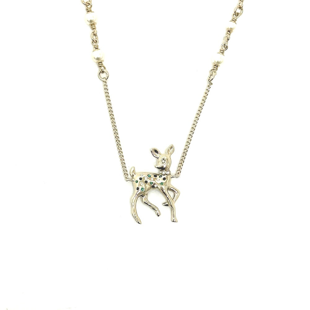 CHANEL G26 バンビ フェイクパール ネックレス メタル レディース ゴールド