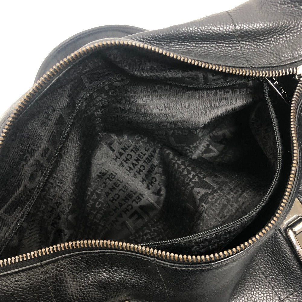 CHANEL Chocolate bar Mini Boston Bag, Handbag ボストンバック カバン バック Duffle Bag Soft Caviar Leather Black/SilverHardware Used