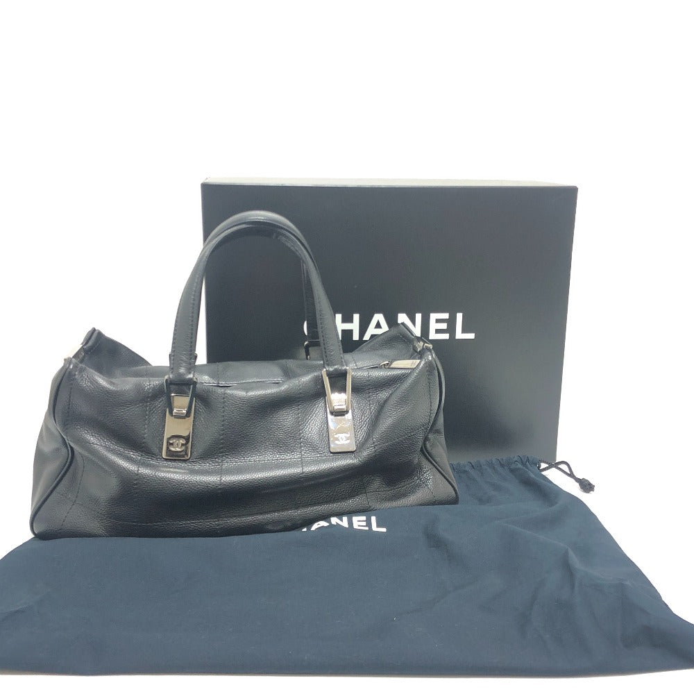 CHANEL Chocolate bar Mini Boston Bag, Handbag ボストンバック カバン バック Duffle Bag Soft Caviar Leather Black/SilverHardware Used