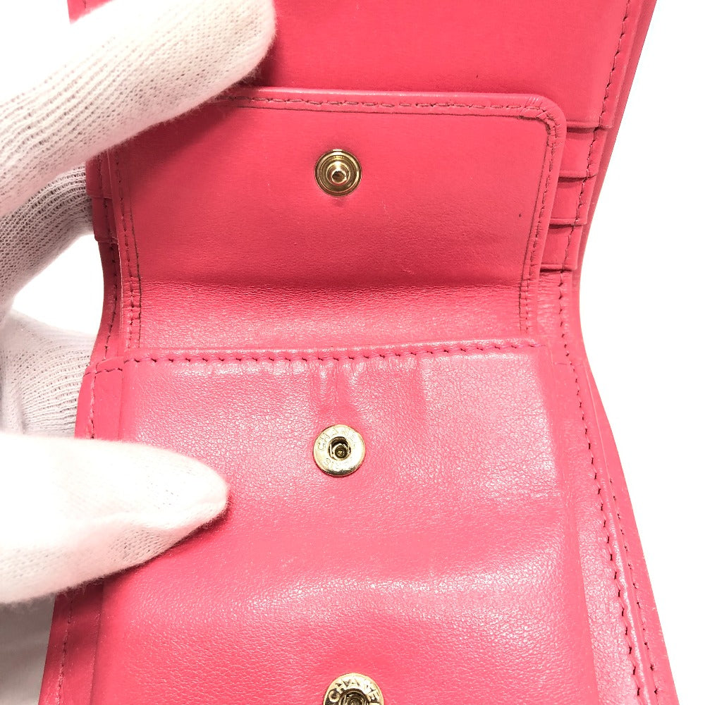 CHANEL AP3178 Matelasse Small flap wallet Bifold Wallet Wallet Bifold Wallet Folded wallet Caviar Leather pink/GoldHardware Used