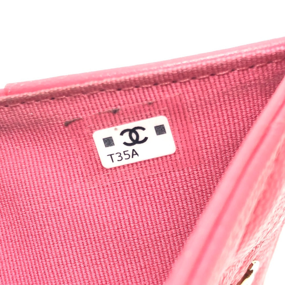 CHANEL AP3178 Matelasse Small flap wallet Bifold Wallet Wallet Bifold Wallet Folded wallet Caviar Leather pink/GoldHardware Used