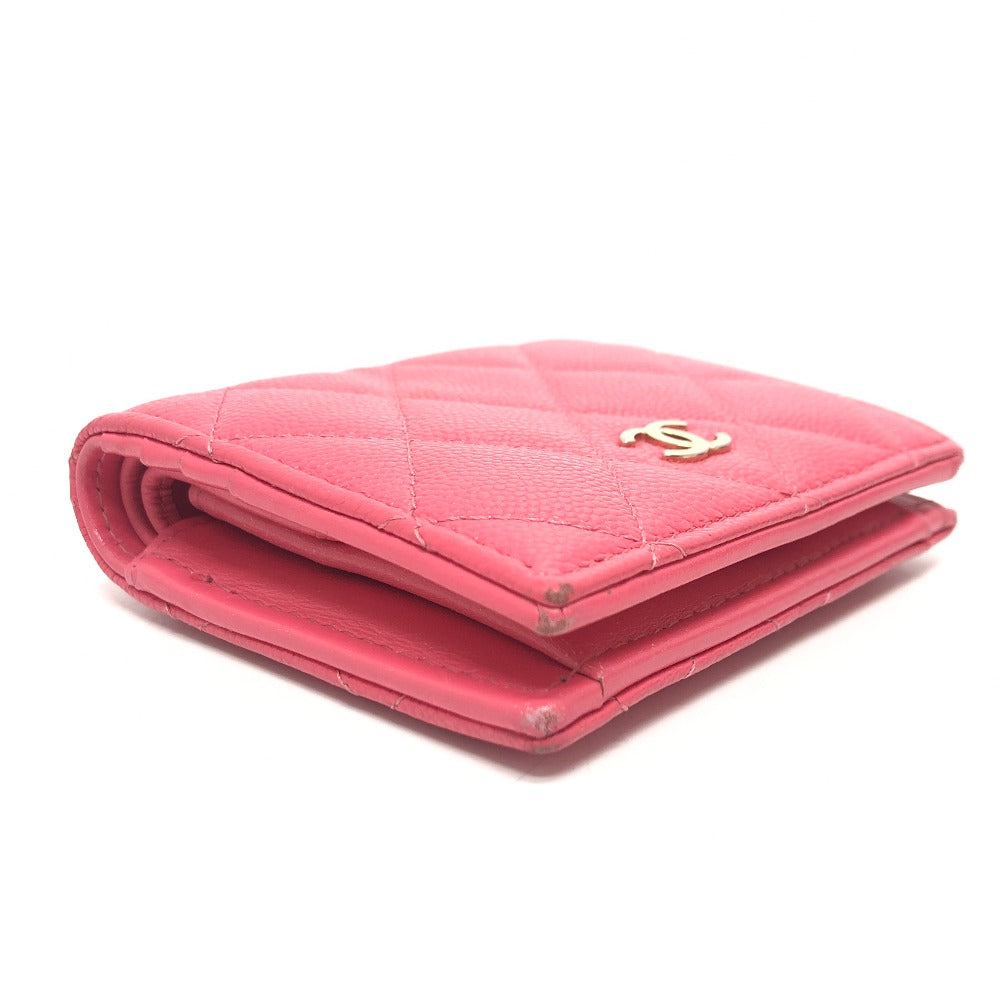 CHANEL AP3178 Matelasse Small flap wallet Bifold Wallet Wallet Bifold Wallet Folded wallet Caviar Leather pink/GoldHardware Used