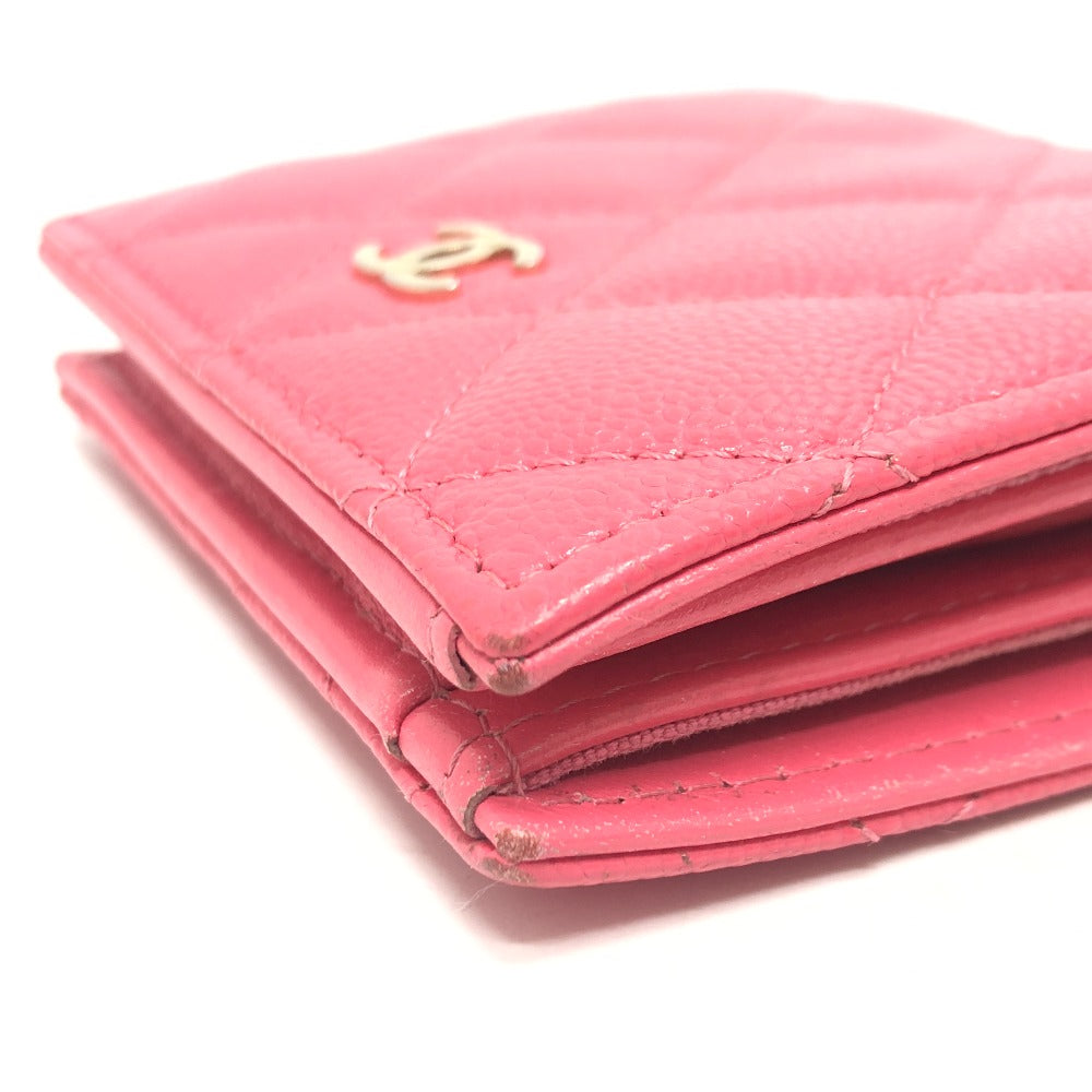 CHANEL AP3178 Matelasse Small flap wallet Bifold Wallet Wallet Bifold Wallet Folded wallet Caviar Leather pink/GoldHardware Used