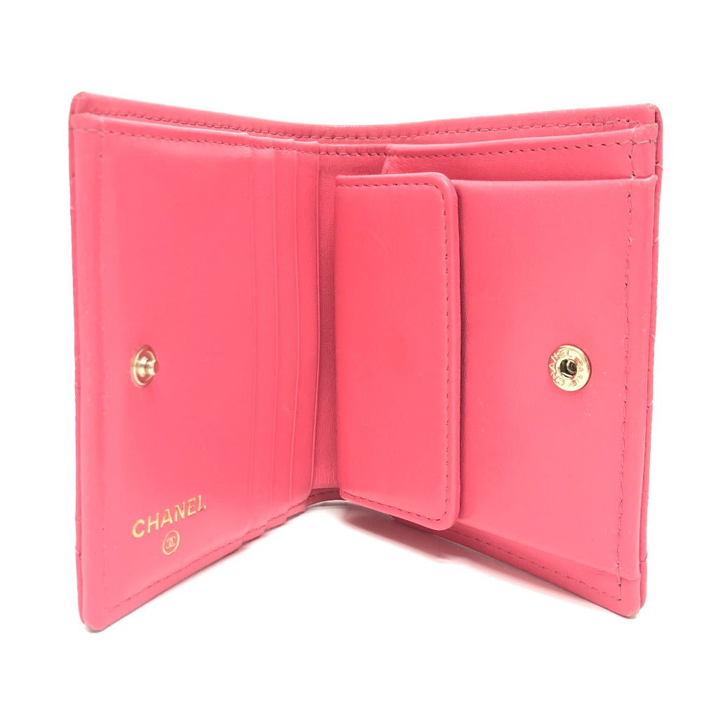 CHANEL AP3178 Matelasse Small flap wallet Bifold Wallet Wallet Bifold Wallet Folded wallet Caviar Leather pink/GoldHardware Used