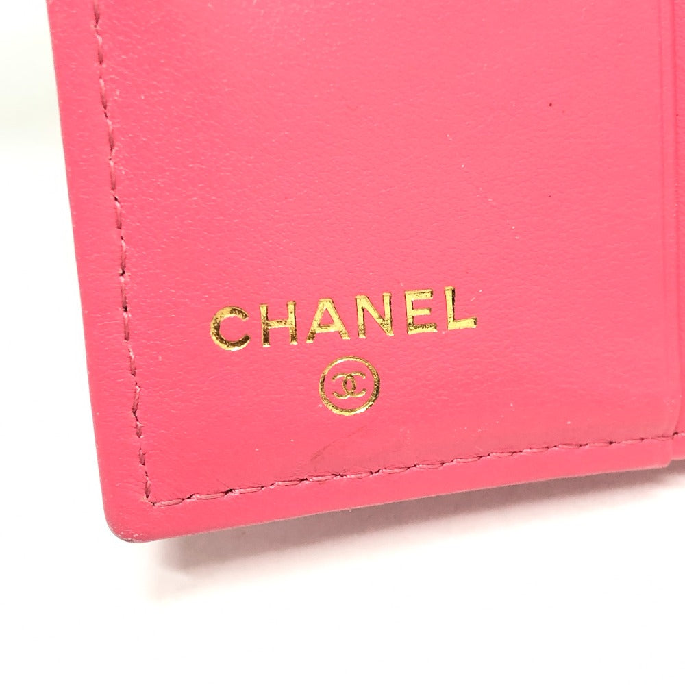CHANEL AP3178 Matelasse Small flap wallet Bifold Wallet Wallet Bifold Wallet Folded wallet Caviar Leather pink/GoldHardware Used