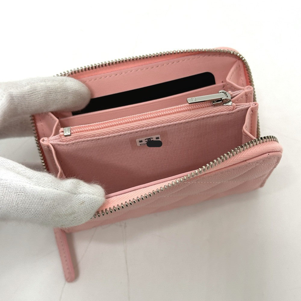 CHANEL Matelasse Coco Star Round Compact Wallet, Bi-fold Wallet, Caviar Leather, Women's, Pink
