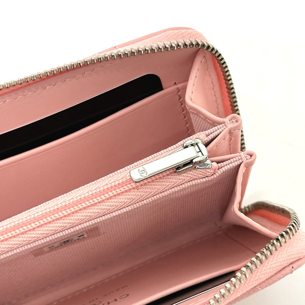 CHANEL Matelasse Coco Star Round Compact Wallet, Bi-fold Wallet, Caviar Leather, Women's, Pink