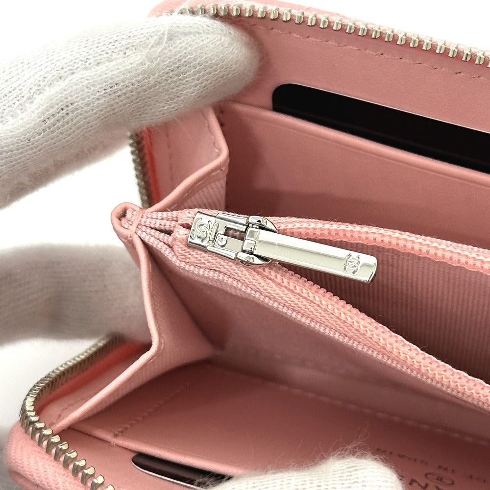 CHANEL Matelasse Coco Star Round Compact Wallet, Bi-fold Wallet, Caviar Leather, Women's, Pink