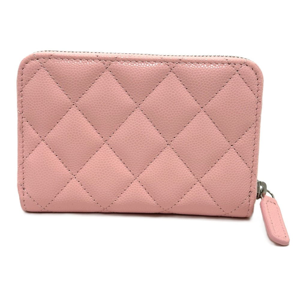 CHANEL Matelasse Coco Star Round Compact Wallet, Bi-fold Wallet, Caviar Leather, Women's, Pink