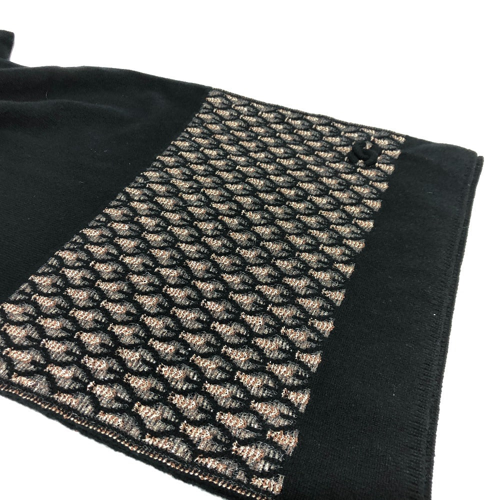 CHANEL 総柄 ココマーク アパレル小物 マフラー カシミヤ レディース ブラック