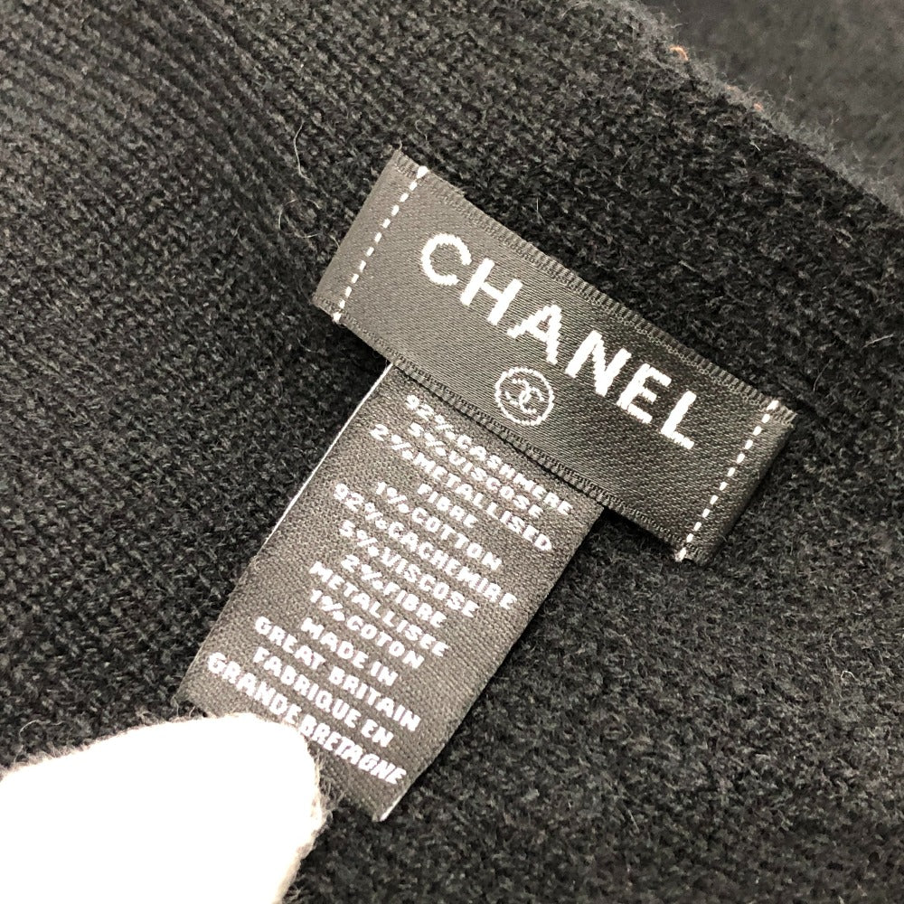 CHANEL 総柄 ココマーク アパレル小物 マフラー カシミヤ レディース ブラック