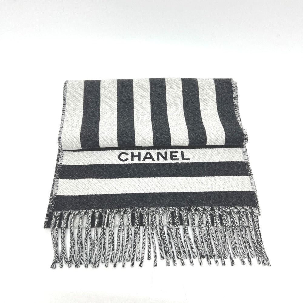 CHANEL ココマーク バイカラー アパレル小物 マフラー ウール レディース ブラック
