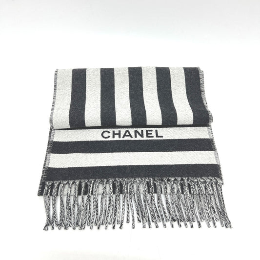 CHANEL ココマーク バイカラー アパレル小物 マフラー ウール レディース ブラック