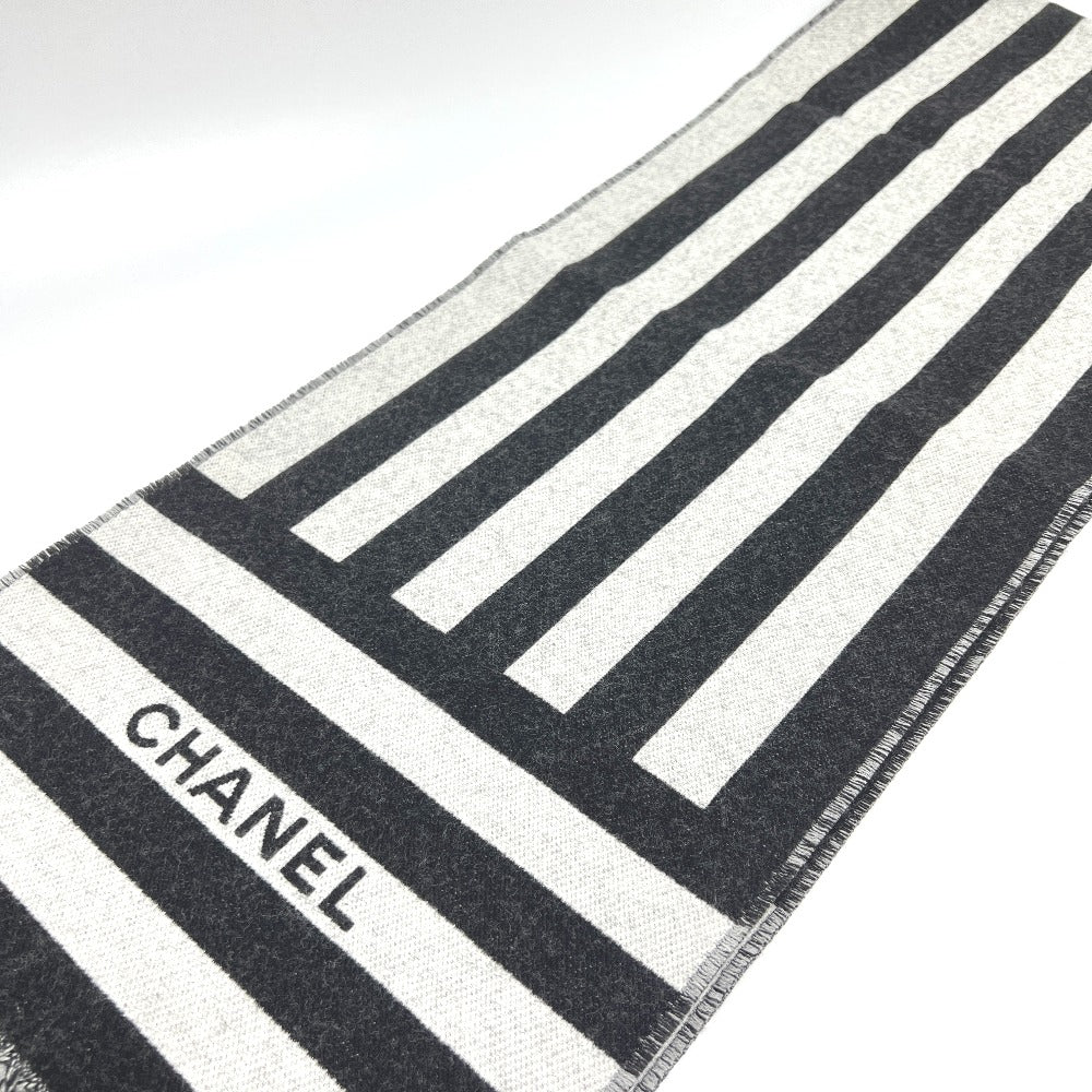 CHANEL ココマーク バイカラー アパレル小物 マフラー ウール レディース ブラック