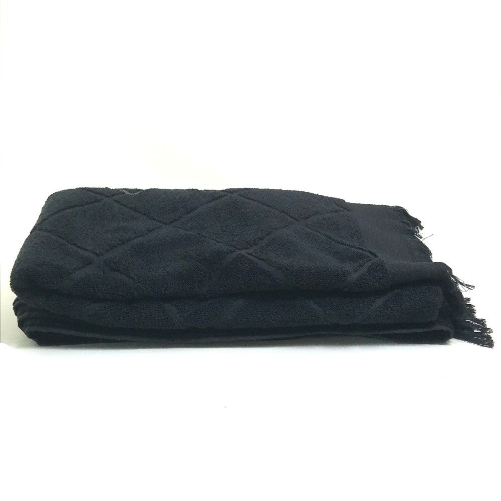 CHANEL Coco Mark CC Logo Matelasse Quilted Large Bath Towel, Cotton, Women's, Black