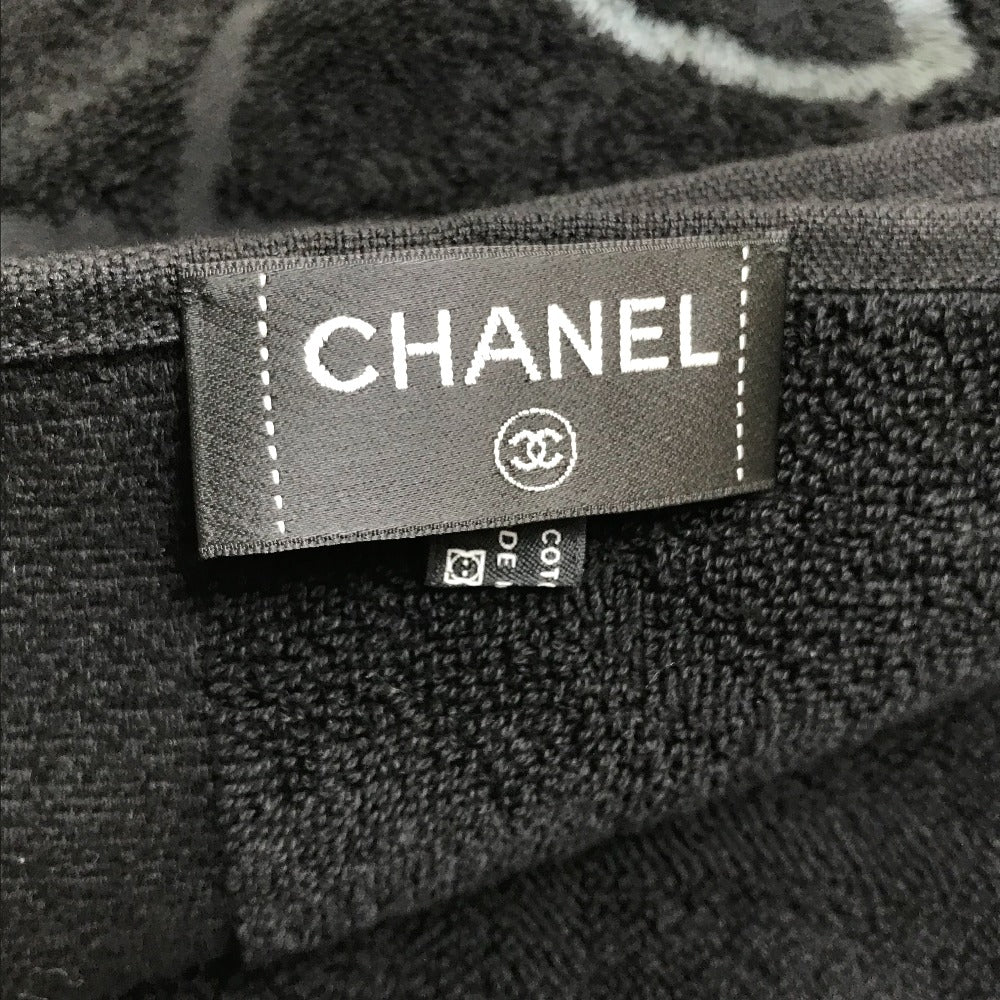 CHANEL Coco Mark CC Logo Matelasse Quilted Large Bath Towel, Cotton, Women's, Black