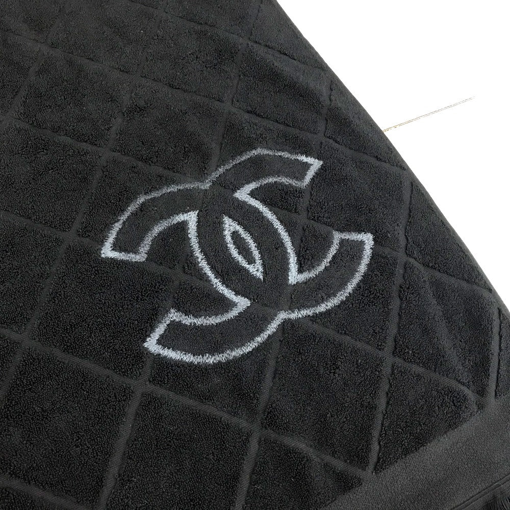 CHANEL Coco Mark CC Logo Matelasse Quilted Large Bath Towel, Cotton, Women's, Black