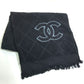 CHANEL Coco Mark CC Logo Matelasse Quilted Large Bath Towel, Cotton, Women's, Black