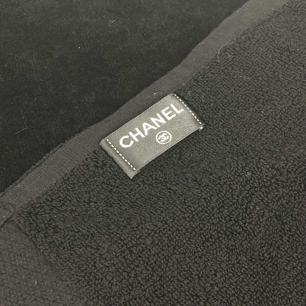 CHANEL バスタオル インテリア ひざかけ ブランケット CC ココマーク ビッグ ビーチタオル フリンジ タオル コットン レディース ブラック