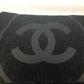 CHANEL バスタオル インテリア ひざかけ ブランケット CC ココマーク ビッグ ビーチタオル フリンジ タオル コットン レディース ブラック