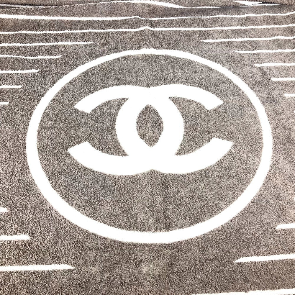 CHANEL Logo Stripe CC Coco Mark Bath Towel, Interior Throw, Blanket, Towel, Cotton, Women's, Gray