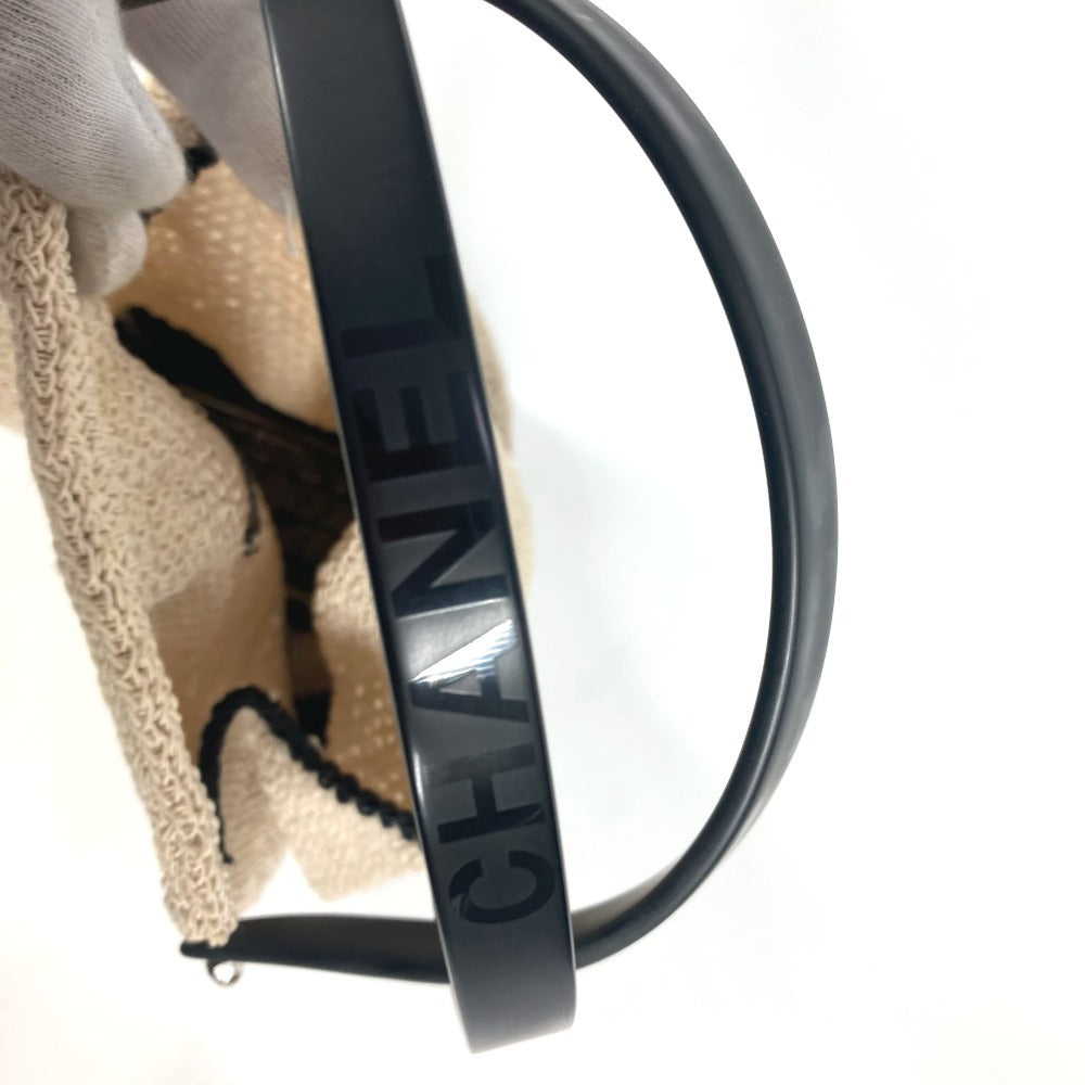 CHANEL ロゴ メッシュ プラスチックハンドル カバン ハンドバッグ キャンバス レディース ベージュ