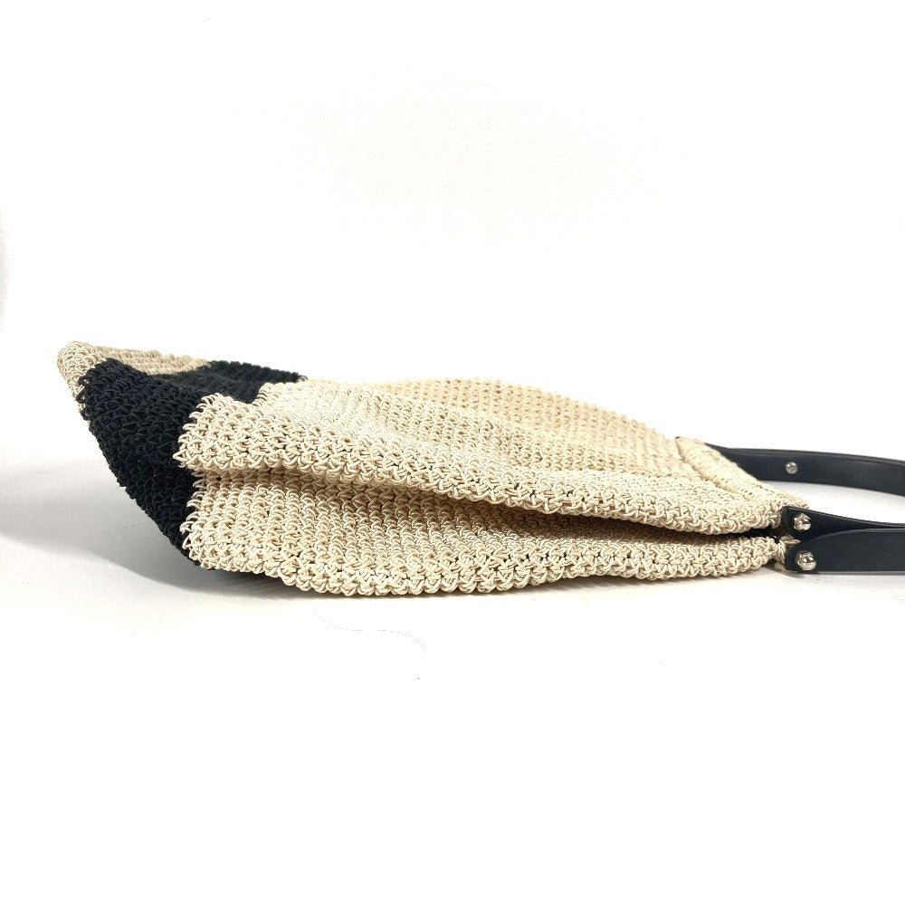 CHANEL ロゴ メッシュ プラスチックハンドル カバン ハンドバッグ キャンバス レディース ベージュ