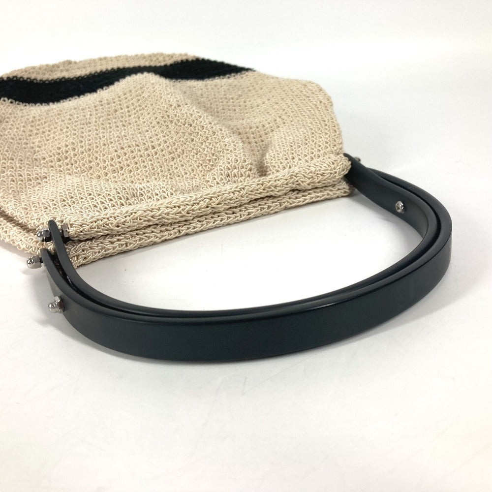 CHANEL ロゴ メッシュ プラスチックハンドル カバン ハンドバッグ キャンバス レディース ベージュ