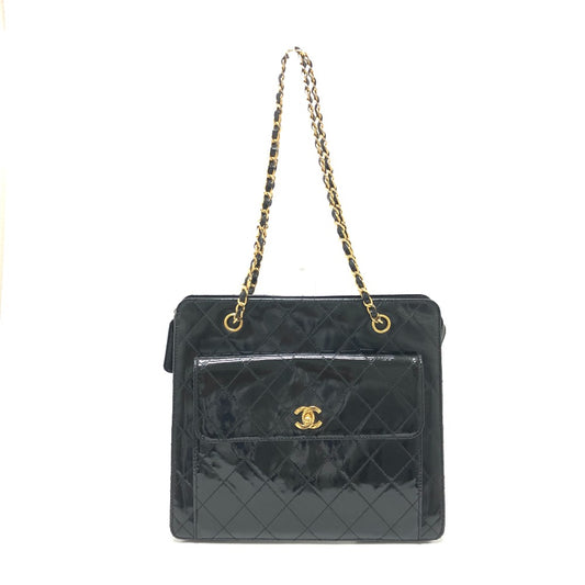 CHANEL マトラッセ ココマーク チェーンバック ショルダーバック カバン ショルダーバッグ エナメル レディース ブラック