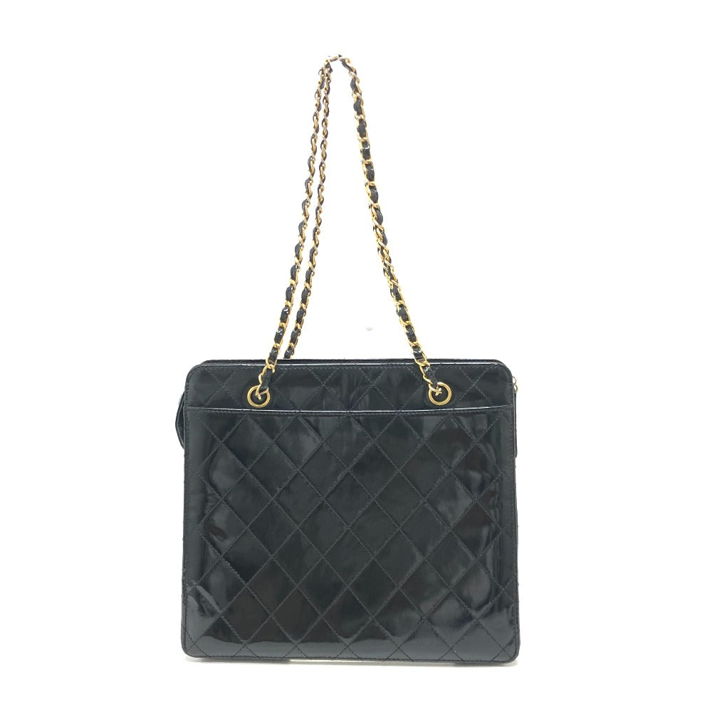 CHANEL マトラッセ ココマーク チェーンバック ショルダーバック カバン ショルダーバッグ エナメル レディース ブラック