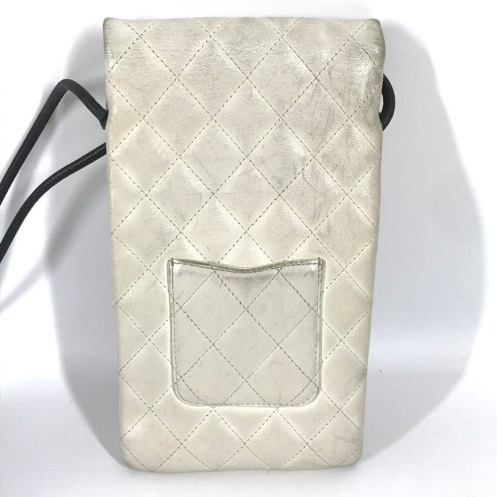 CHANEL カンボンライン CC ココマーク 斜め掛け カバン ポシェット フラップ ショルダーバッグ レザー ユニセックス ホワイト