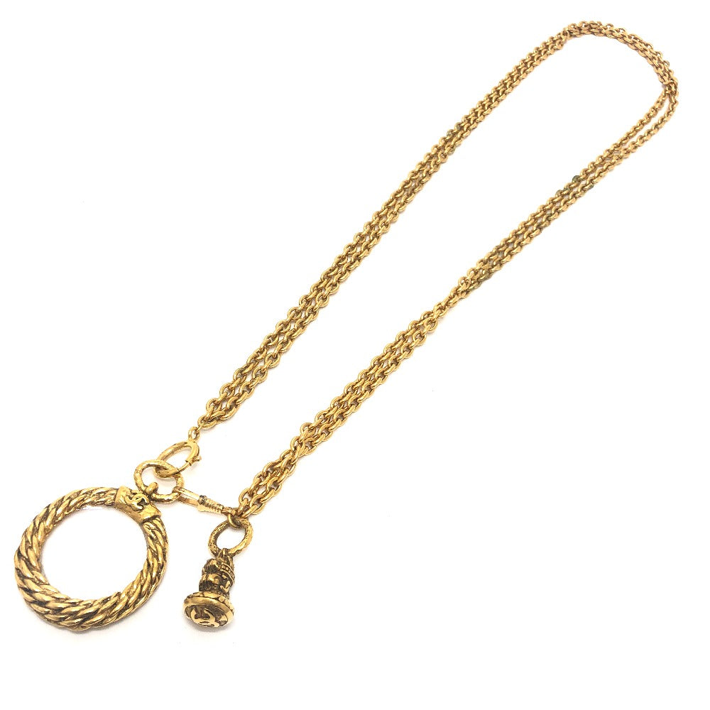 CHANEL ヴィンテージ ルーペ チェーン アクセサリー チャーム付き チェーン ネックレス メタル レディース ゴールド