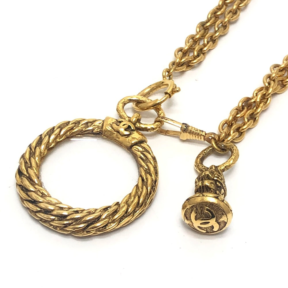 CHANEL ヴィンテージ ルーペ チェーン アクセサリー チャーム付き チェーン ネックレス メタル レディース ゴールド