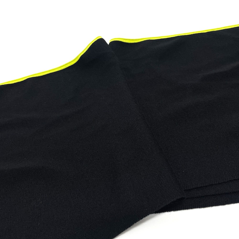 CHANEL Sport CC Coco Mark Scarf, Wool/Cashmere, Unisex, Black/Fluorescent Green
