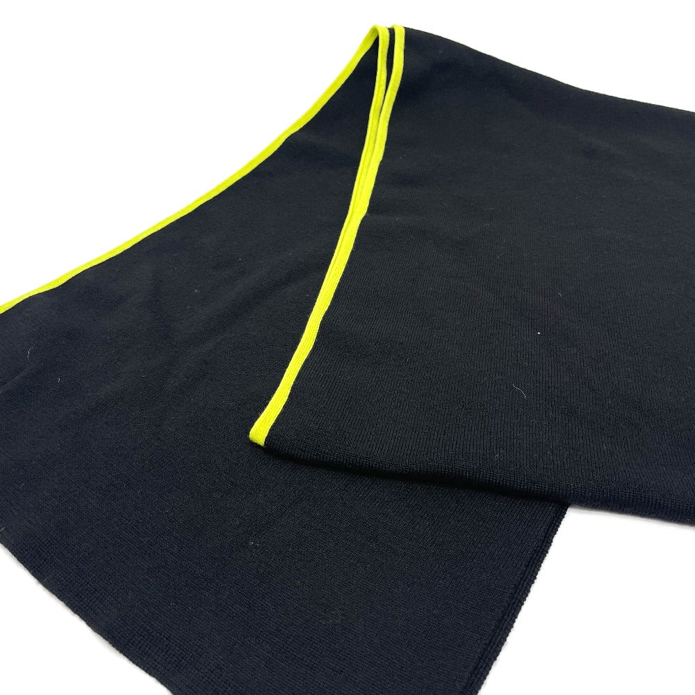 CHANEL Sport CC Coco Mark Scarf, Wool/Cashmere, Unisex, Black/Fluorescent Green