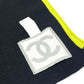 CHANEL Sport CC Coco Mark Scarf, Wool/Cashmere, Unisex, Black/Fluorescent Green