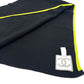 CHANEL Sport CC Coco Mark Scarf, Wool/Cashmere, Unisex, Black/Fluorescent Green