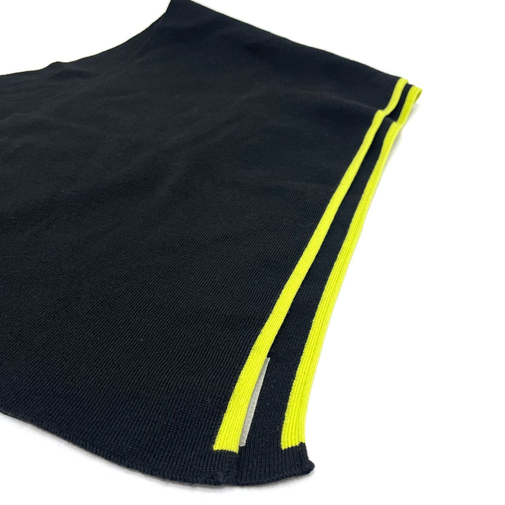 CHANEL Sport CC Coco Mark Scarf, Wool/Cashmere, Unisex, Black/Fluorescent Green