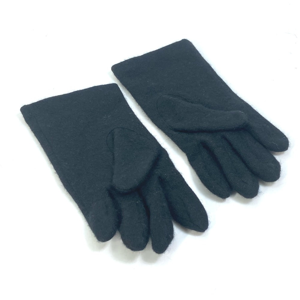 CHANEL CC Coco Mark Gloves, Silk, Women's, Black