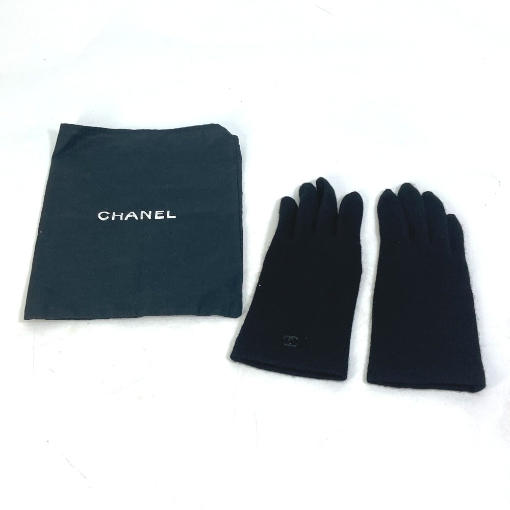CHANEL CC Coco Mark Gloves, Silk, Women's, Black