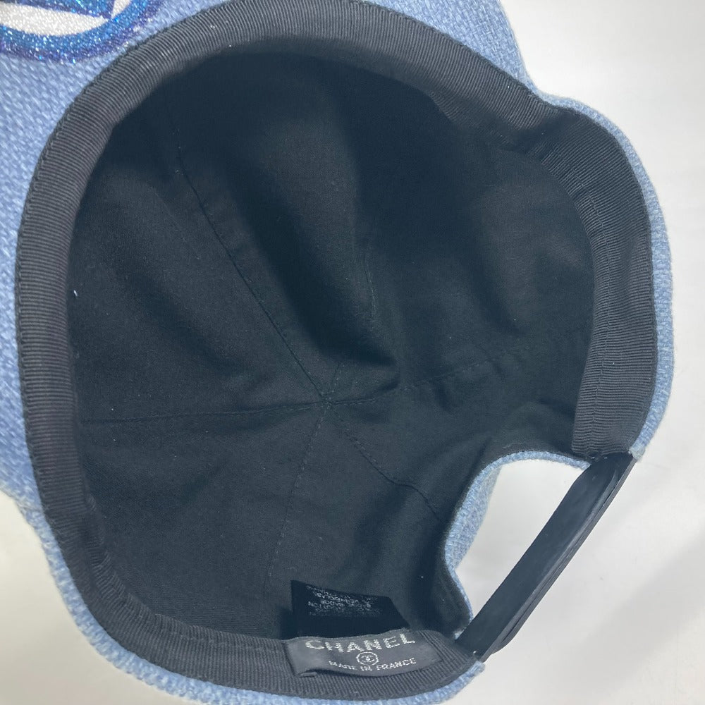 CHANEL エアライン 16SS デニム ビーズ 帽子 キャップ帽 ベースボール キャップ コットン レディース ブルー