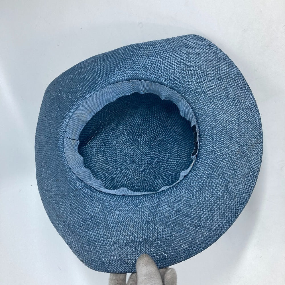 CHANEL サマーハット 麦わら帽子 ストローハット 帽子 バイカラー ハット ストロー レディース ブルー - brandshop-reference