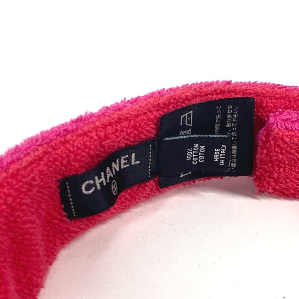 CHANEL 20C ロゴ 帽子 パイル バイザー サンバイザー コットン レディース ピンク